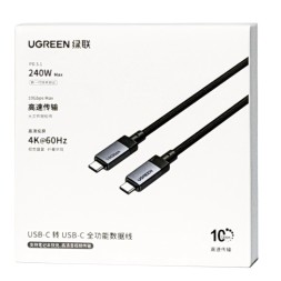 Usb Кабель-зарядка Type-C на Type-C Ugreen L701 240W 10Gbps 1м черно-серый