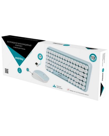  Комплект клавиатура+мышь мультимедийный Smartbuy с круглыми клавишами мятно-белый (SBC-626376AG-M)
