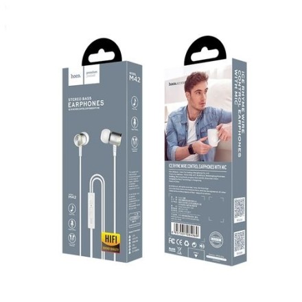  Стереонаушники Hoco M42 с микрофоном серебряный