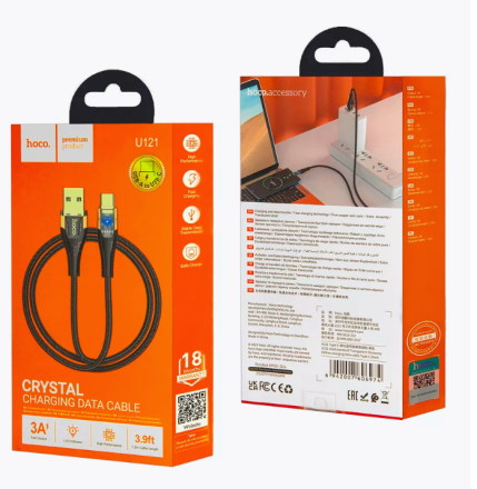  Usb Кабель-зарядка Type-C Hoco U121 3A 1.2м черный