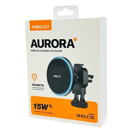  Держатель в автомобиль с беспроводной зарядкой на торпеду Recci Aurora RHO-C35 черный