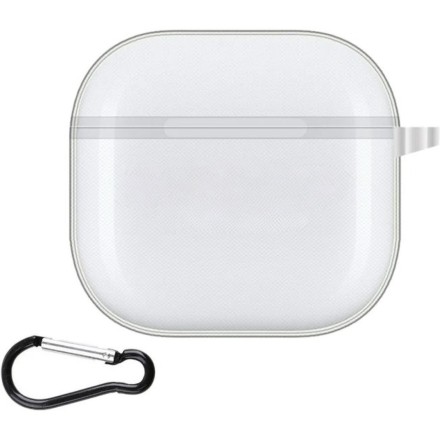  Силиконовый чехол для AirPods 4 с карабином прозрачный