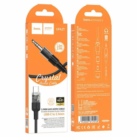  Кабель-переходник Hoco UPA27 Type-C (папа) на AUX 3.5мм (папа) 1.2м черный