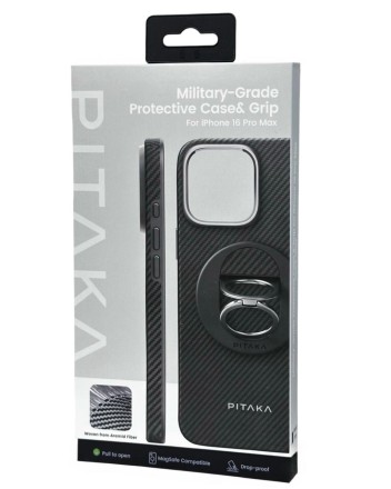  Накладка для i-Phone 16 Pro Max 6.9&quot; Pitaka Military-Grade Protective Case&amp;Grip 3 черно-серый