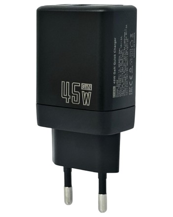  Сетевое зарядное устройство EOFE E402 1C/1USB 45W черное
