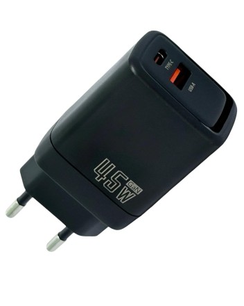  Сетевое зарядное устройство EOFE E402 1C/1USB 45W черное