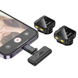 Микрофон беспроводной Hoco L17 петличка/Type-C/Lightning черный