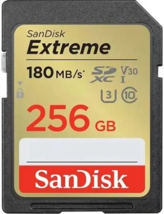  SDXC карта памяти Sandisk 256GB Extreme V30 UHS-I U3 (180 Mb/s) SDSDXVV-256G-GNCIN
