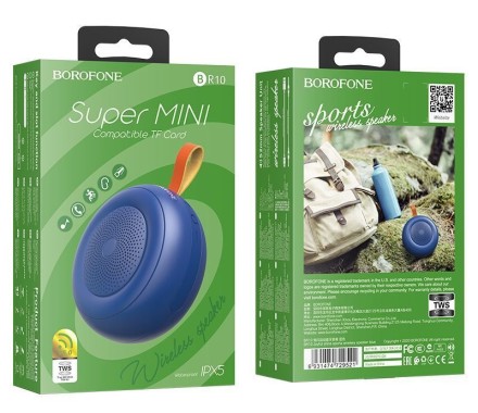 Bluetooth колонка Borofone BR10 Joyful shine sports IPX5 TWS V5.0 голубой