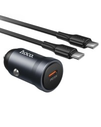 Автомобильное заряд. устр. Hoco Z62A с шнуром Type-C на Type-C 1C 30W темно-серое