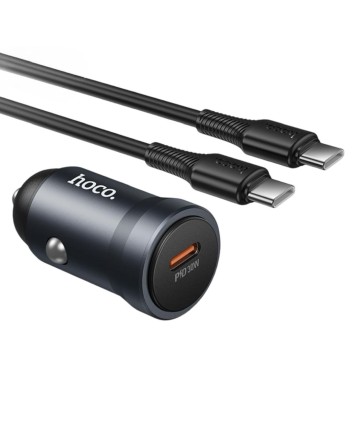  Автомобильное заряд. устр. Hoco Z62A с шнуром Type-C на Type-C 1C 30W темно-серое