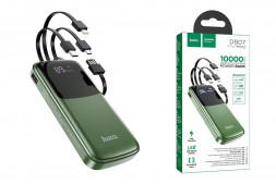 Powerbank Hoco DB07 10000mAh с шнуром Type-C/Lightning/Micro 1USB 2.1A с дисплеем зеленый