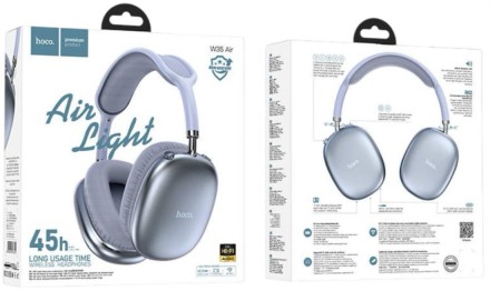  Стереонаушники Bluetooth полноразмерные Hoco W35 Air Light V5.3/45ч синий