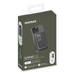 Powerbank магнитный с MagSafe Momax Q. Mag X2 20000mAh IP120D черный