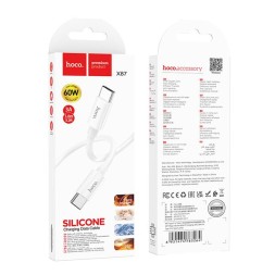 Usb Кабель-зарядка Type-C на Type-C Hoco X87 3A 60W 1м силиконовый белый