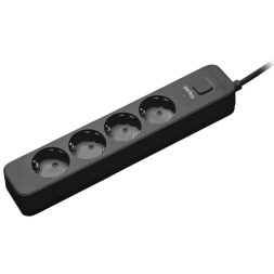 Perfeo сетевой фильтр "POWER STREAM", 2500W, 1,5м, 4 розетки, черный
