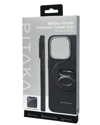  Накладка для i-Phone 16 Pro 6.3&quot; Pitaka Military-Grade Protective Case&amp;Grip 3 черно-серый