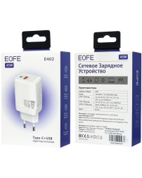 Сетевое зарядное устройство EOFE E402 1C/1USB 45W белое