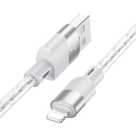  Usb Кабель-зарядка Lightning Hoco X99 Crystal ice 3A 1м силиконовый серебристый