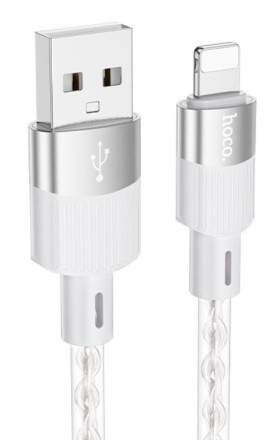  Usb Кабель-зарядка Lightning Hoco X99 Crystal ice 3A 1м силиконовый серебристый
