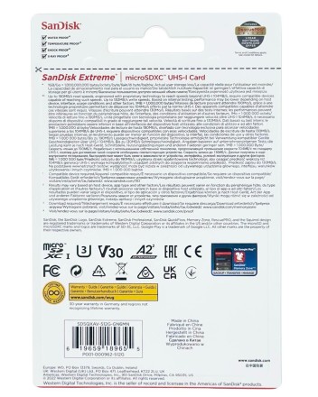  micro SDXC карта памяти Sandisk Extreme 512GB 190MB/s UHS-I (SDSQXAV-512G-GN6MN)