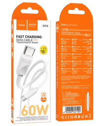 Usb Кабель-зарядка Type-C на Type-C Hoco X114 3A 60W 1м силиконовый белый