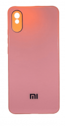 Чехол-накладка для Xiaomi Redmi 9A силикон (стеклянная крышка) розовая