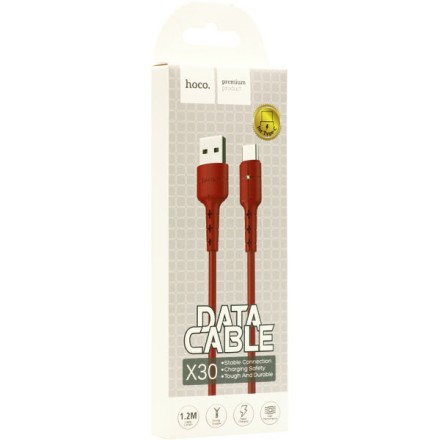  Usb Кабель-зарядка Type-C Hoco X30 Star 3A 1.2м красный