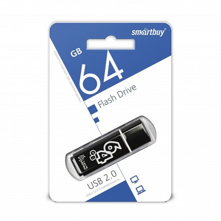  USB флеш накопитель Smartbuy 64GB Glossy series Black (SB64GBGS-K)