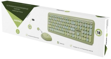  Комплект клавиатура+мышь мультимедийный Smartbuy 666395 зеленый (SBC-666395AG-G)