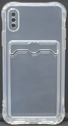 Чехол-накладка силикон с карманом под карту i-Phone X/Xs прозрачная
