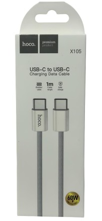  Usb Кабель-зарядка Type-C на Type-C Hoco X105 60W 1м белый