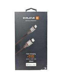 Usb Кабель-зарядка Type-C на Lightning Evelatus 60W 1.2м в тканевой оплетке черный