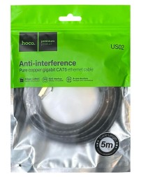 Патчкорд Hoco US02 RJ45-RJ45 5м черный