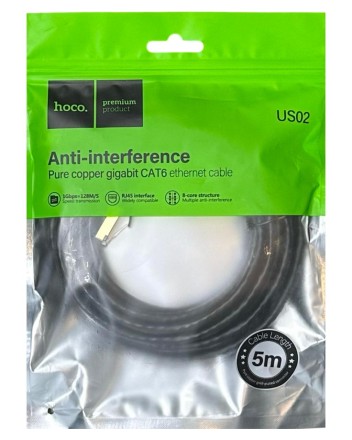  Патчкорд Hoco US02 RJ45-RJ45 5м черный