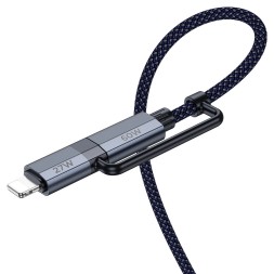 Usb Кабель-зарядка Type-C на Type-C+ Lightning Hoco U134 1.2м синий