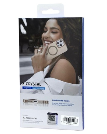  Накладка для i-Phone 16 Pro Max Keephone X-Crystal MagSnap Anti Yellowing титан прозрачный