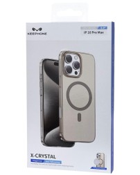 Накладка для i-Phone 16 Pro Max Keephone X-Crystal MagSnap Anti Yellowing титан прозрачный