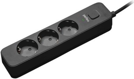  Perfeo сетевой фильтр &quot;POWER STREAM&quot;, 2500W, 1,5м, 3 розетки, черный