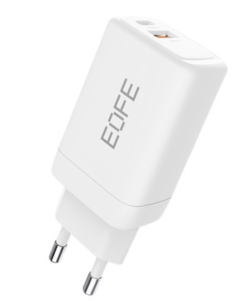  Сетевое зарядное устройство EOFE E601 1C/1USB 65W белое
