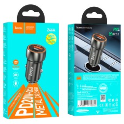 Автомобильное заряд. устр. Hoco Z46A 1USB/1C 18W/20W QC3.0 серое