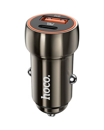  Автомобильное заряд. устр. Hoco Z46A 1USB/1C 18W/20W QC3.0 серое