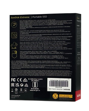  Внешний жесткий диск 2TB SanDisk Extreme Portable SSD 1050 Mb/s (SDSSDE61-2T00-G25) черный