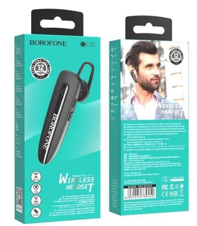 Bluetooth-гарнитура Borofone BC33 150mAh/12ч/BT50 черная
