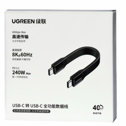 Usb Кабель-зарядка Type-C на Type-C Ugreen L315 240W 8K/60Hz 40Gbps 12cм черный