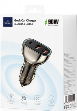  Автомобильное зарядное устройство WiWU Wi-QC013 90W 2USB/1C черное