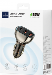 Автомобильное зарядное устройство WiWU Wi-QC013 90W 2USB/1C черное