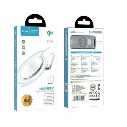  Беспроводное зарядное устройство Hoco CW31 15W/MagSafe (7.5W) магнитное белое