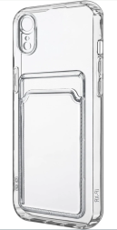 Чехол-накладка силикон с карманом под карту i-Phone XR прозрачная