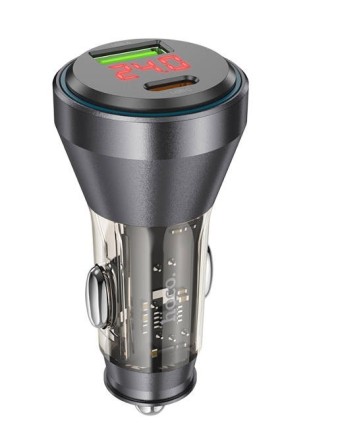  Автомобильное заряд. устр. Hoco NZ12B 1USB/1C 48W серый